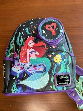 Disney Loungefly The Little Mermaid Ariel Mini Backpack - Black & Purple